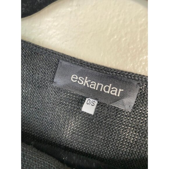 Eskandar Black Knit 100% Linen Knit Sweater One Size Medium Lagenlook Minimalist - Picture 13 of 16